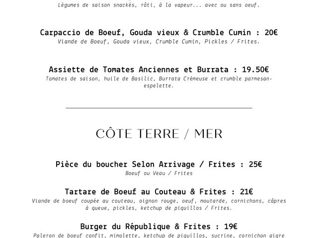 Café Brasserie Le République Coté Terre / Mer